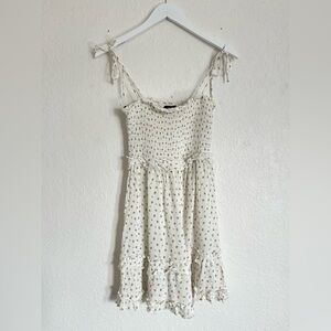 Forever 21 White Ruffled Smocked Sundress with Yellow Floral Accents